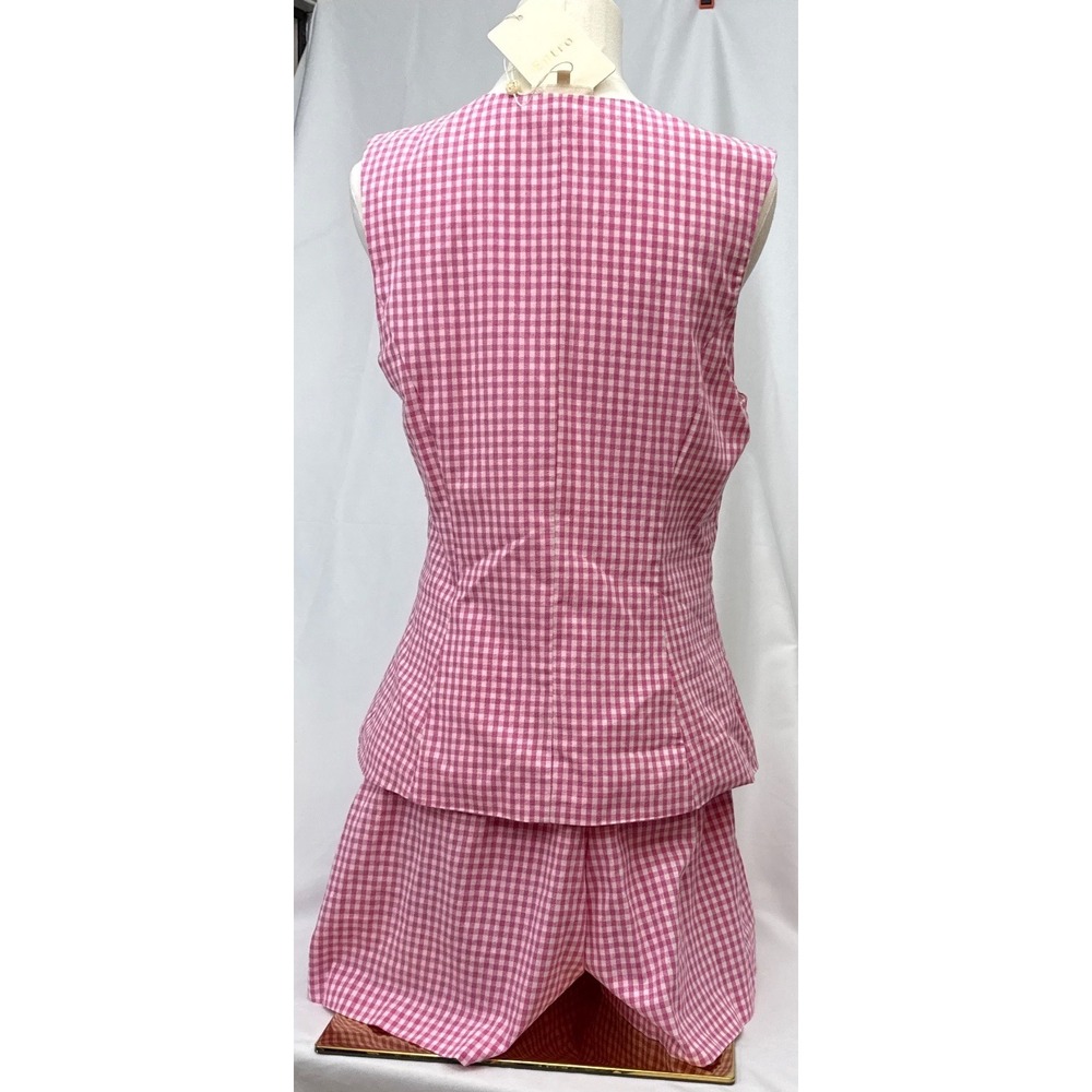 Entro Linda Sadie Gingham Romper NWT Medium‎ Pink Faux 2 Piece Flaw R30192 - Picture 3 of 9